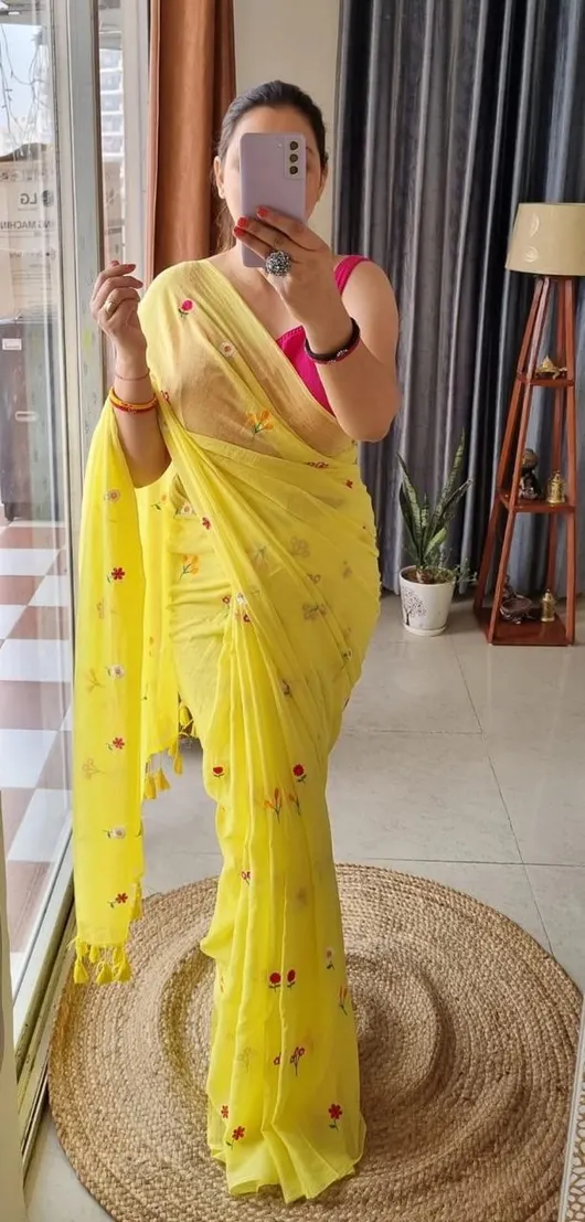 Hand Painted Soft Khadi Cotton Sarees